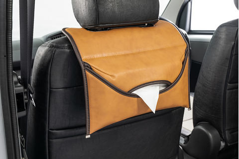 ヘッドレスト・ティッシュケース  クラシック　キャメル