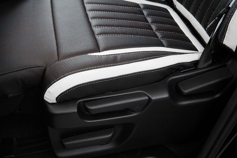 シートカバー 車種限定 30系ALPHARD & VELLFIRE　ブラックxホワイト　細部