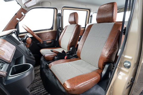 ライトエース シートカバー  アンティーク千鳥ブラウン　前席