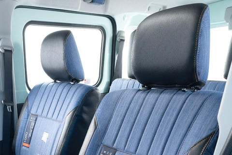 S700アトレー シートカバー  M.I.C DENIM前席ヘッドレストデザイン詳細