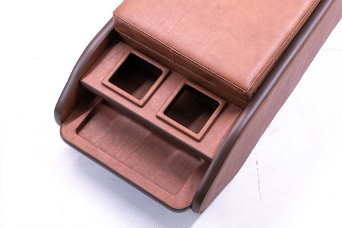 200系ハイエースS-GL用センターコンソール　クラシック　ブラウン後部座席側ドリンクホルダー