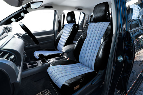 125ハイラックス シートカバー  アンティークデニム　ブラック