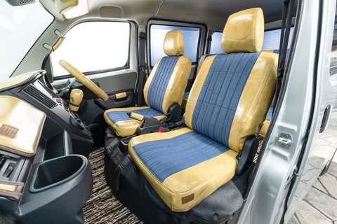 ライトエース　シートカバー  アンティークデニムクリームイエロー