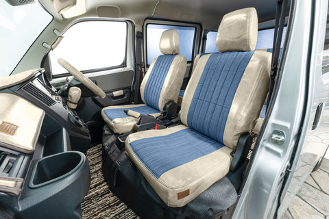 タウンエース　シートカバー  アンティークデニム　ホワイトスモーク