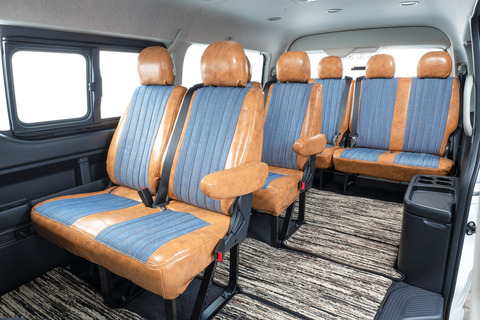 200ハイエース　シートカバー  アンティークデニム　後部座席