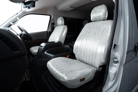 200ハイエース シートカバー  アンティークデザインS　ホワイトスモーク