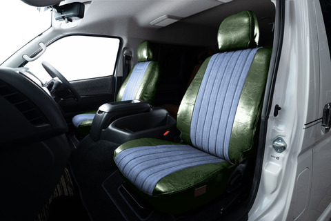 200ハイエース　シートカバー  アンティークデニム　モスグリーン