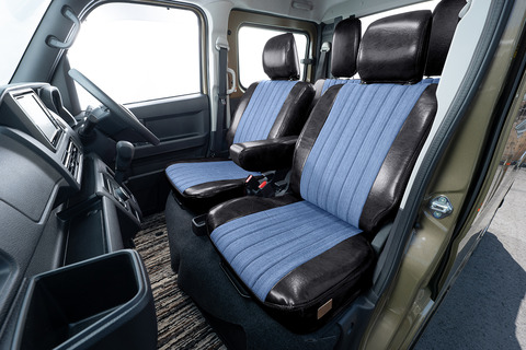 ハイゼットカーゴ デッキバン シートカバー  アンティークデニム　ブラック