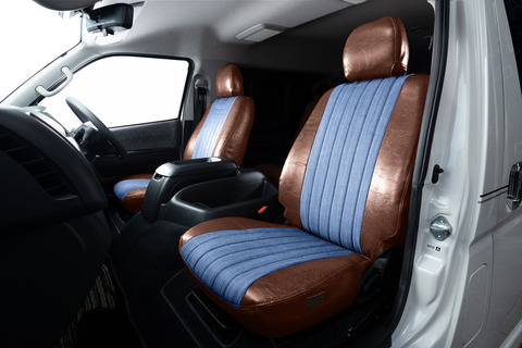 200ハイエース　シートカバー  アンティークデニム　ブラウン