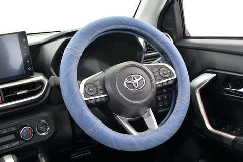 ハンドルカバー　アンティーク　デニムデザイン トヨタライズ装着