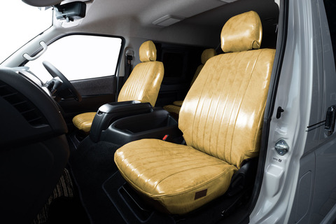 200ハイエース シートカバー  アンティークデザインS　クリームイエロー