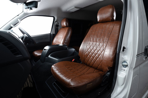 200ハイエース　シートカバー  アンティークデザインD　ブラウン