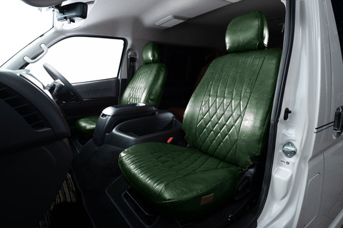 200ハイエース　シートカバー  アンティークデザインD　モスグリーン