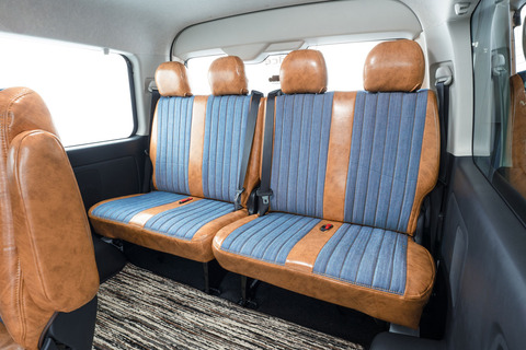 200ハイエース　シートカバー  アンティークデニム　後部座席