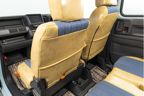 S700ハイゼットカーゴ　シートカバー  アンティークデニム　クリームイエロー