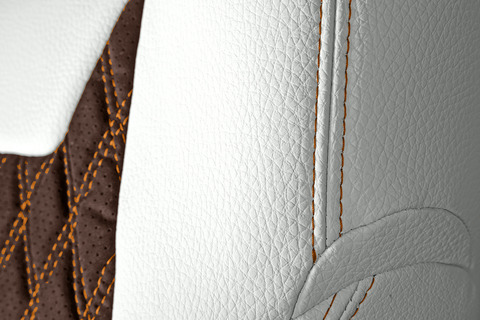 シートカバー　DEAR DIA EDITION　ラムースブラウンxアイボリーxオレンジステッチ