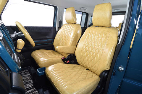 S700ハイゼットカーゴ　シートカバー  アンティークデザインD クリームイエロー　運転席