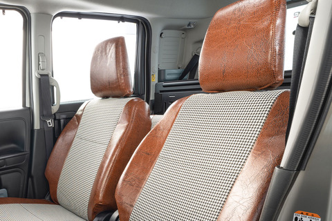 スペーシアベース シートカバー アンティーク千鳥　前列詳細