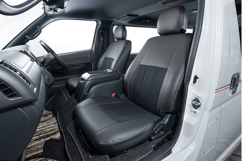 シートカバー車種限定 プライムシートカバー  200系ハイエース S-GL フロントノーマルタイプ 1台分
運転席・助手席装着
