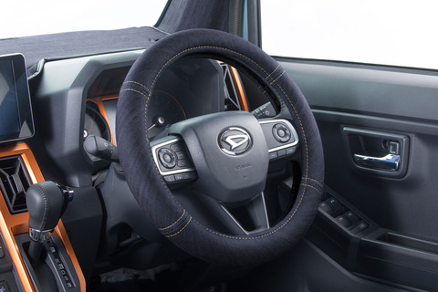 ハンドルカバー　 アンティーク　デニムデザインインディゴ　ダイハツタフト装着