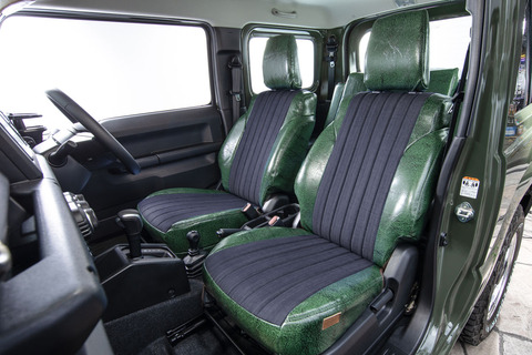 シートカバー  アンティークデニム　インディゴ×モスグリーン