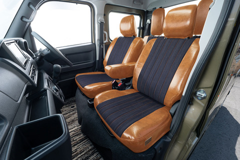 アトレーデッキバン シートカバー  アンティークデニム インディゴキャメル