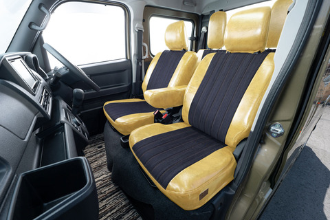 アトレーデッキバン シートカバー  アンティークデニム インディゴクリームイエロー