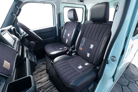 S700ハイゼットカーゴ シートカバー  M.I.C DENIM インディゴ(アトレー装着)