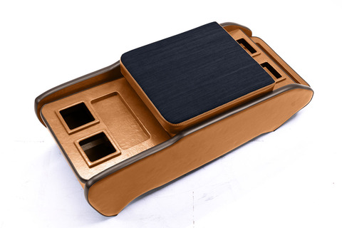 200系ハイエース標準 S-GLナロー用センターコンソール アンティークデニムインディゴ×キャメル