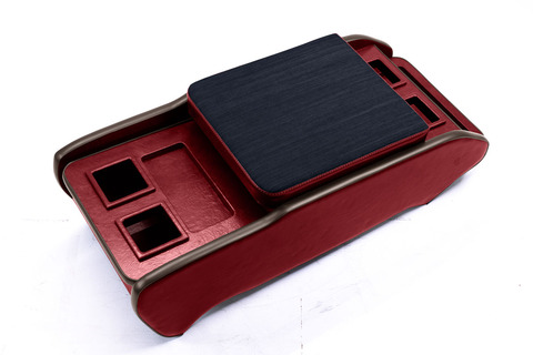 200系ハイエース標準 S-GLナロー用センターコンソール アンティークデニムインディゴ×ボルドー