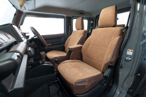 シートカバー  アンティークコーデュロイ　コーデュロイキャメルxヴィンテージブラウン ジムニー装着イメージ