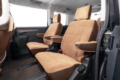 デリカD5シートカバー  アンティークコーデュロイ　コーデュロイキャメルxヴィンテージブラウン