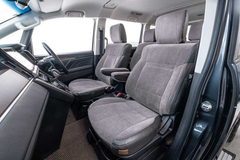 デリカD5シートカバー  アンティークコーデュロイ　コーデュロイグレーxヴィンテージブラック