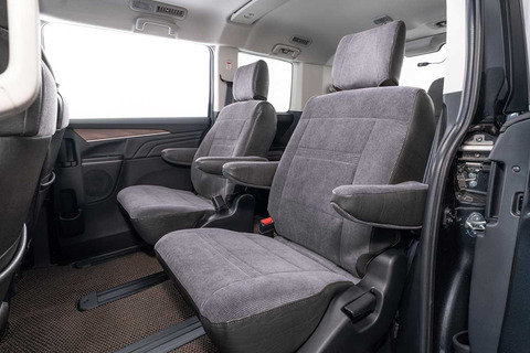 デリカD5シートカバー  アンティークコーデュロイ　コーデュロイグレーxヴィンテージブラック