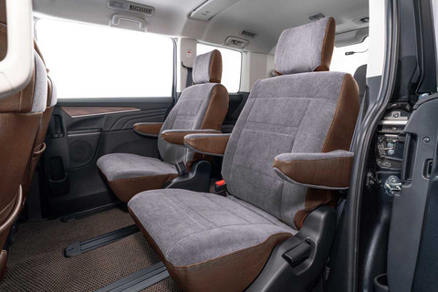 デリカD5シートカバー  アンティークコーデュロイ　コーデュロイグレーxヴィンテージブラウン