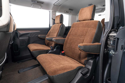 デリカD5シートカバー  アンティークコーデュロイ　コーデュロイブラウンxヴィンテージブラック