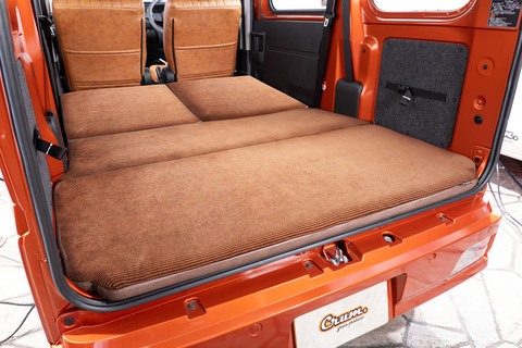 S700ハイゼットカーゴ ベッドマット アンティークコーデュロイ　キャメル×ヴィンテージブラウン