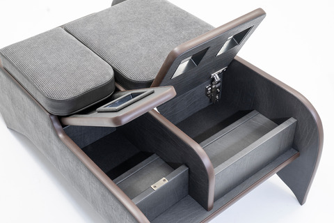 200系ハイエース ワゴンGL グランドキャビン用　センターコンソール アンティークコーデュロイ ヴィンテージブラックxグレー