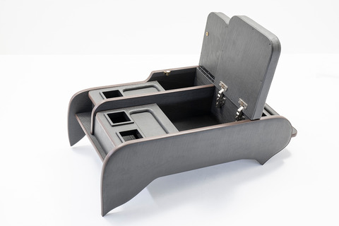 200系ハイエース ワゴンGL グランドキャビン用　センターコンソール アンティークコーデュロイ ヴィンテージブラックxグレー