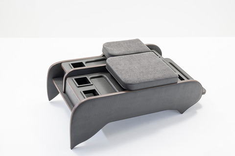 200系ハイエース ワゴンGL グランドキャビン用　センターコンソール アンティークコーデュロイ ヴィンテージブラックxグレー