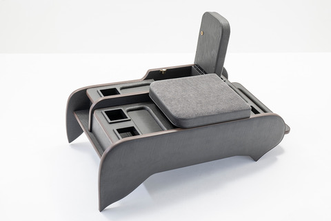 200系ハイエース ワゴンGL グランドキャビン用　センターコンソール アンティークコーデュロイ ヴィンテージブラックxグレー