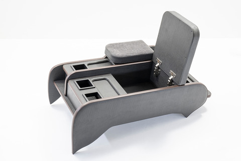 200系ハイエース ワゴンGL グランドキャビン用　センターコンソール アンティークコーデュロイ ヴィンテージブラックxグレー