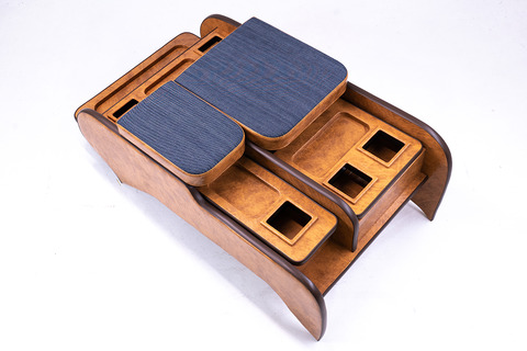 200系ハイエース ワゴンGL グランドキャビン用　センターコンソール アンティークデニム キャメル