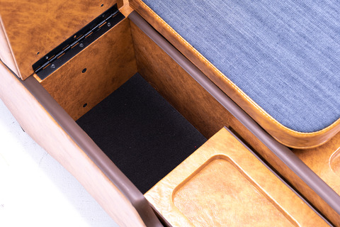 200系ハイエース ワゴンGL グランドキャビン用　センターコンソール アンティークデニム キャメル