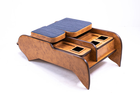 200系ハイエース ワゴンGL グランドキャビン用　センターコンソール アンティークデニム キャメル