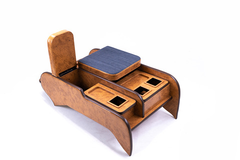 200系ハイエース ワゴンGL グランドキャビン用　センターコンソール アンティークデニム キャメル