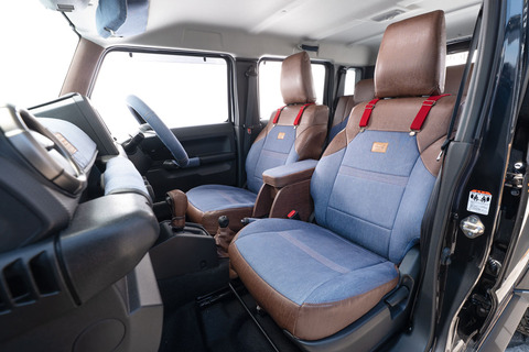 ジムニーJ C74 シートカバー カントリー　ヴィンテージブラウン×レッド×デニム