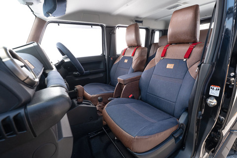 ジムニーJ C74 シートカバー カントリー　ヴィンテージブラウン×レッド×インディゴブルー