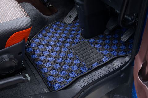 フロアマット WAVE CHECK　ブルー