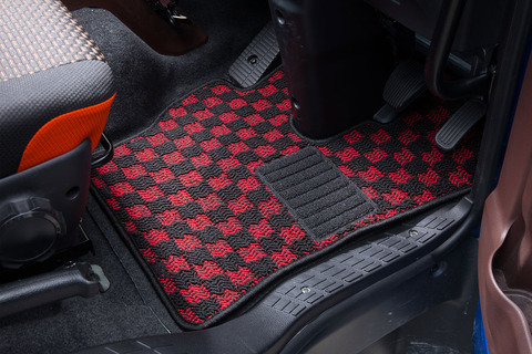 フロアマット WAVE CHECK　レッド